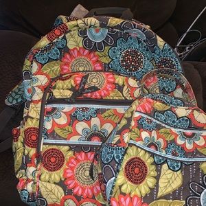Vera Bradley backpack with lunch pale